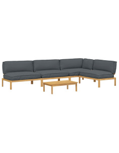 Set di divani 5 pcs Antracite Legno di Acacia Massello 2