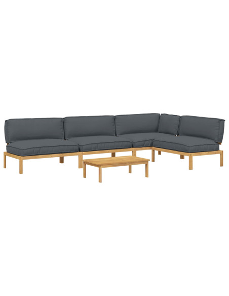 Set di divani 5 pcs Antracite Legno di Acacia Massello