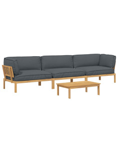Set di divani 4 pcs Antracite Legno di Acacia Massello 2