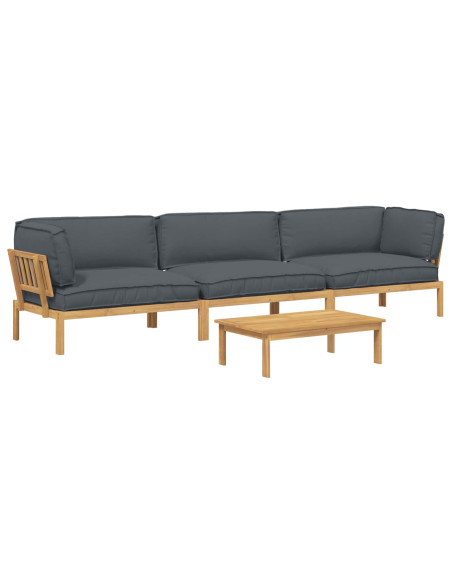 Set di divani 4 pcs Antracite Legno di Acacia Massello