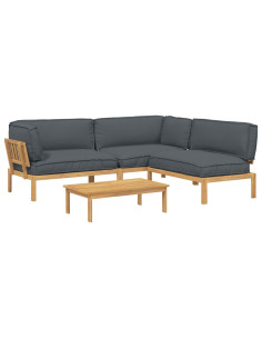 Set di divani 4 pcs Antracite Legno di Acacia Massello 2