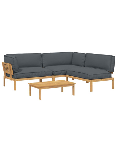 Set di divani 4 pcs Antracite Legno di Acacia Massello