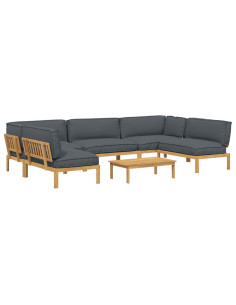 Set di divani 6 pcs Antracite Legno di Acacia Massello 2