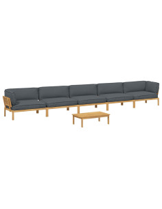 Set di divani 6 pcs Antracite Legno di Acacia Massello 2