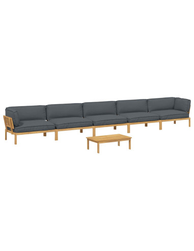 Set di divani 6 pcs Antracite Legno di Acacia Massello