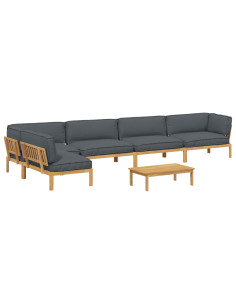 Set di divani 6 pcs Antracite Legno di Acacia Massello 2
