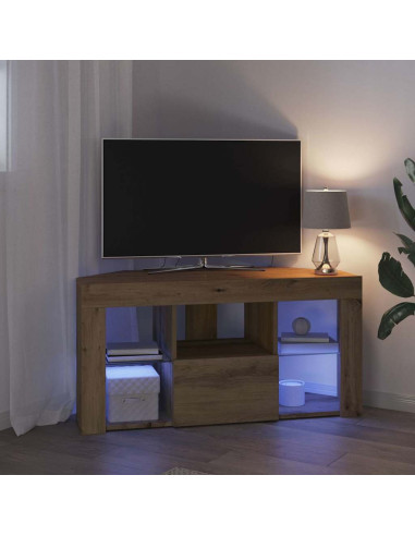 Mobile TV LED Angolare 100 x 40 x 50 cm Rovere artigianale