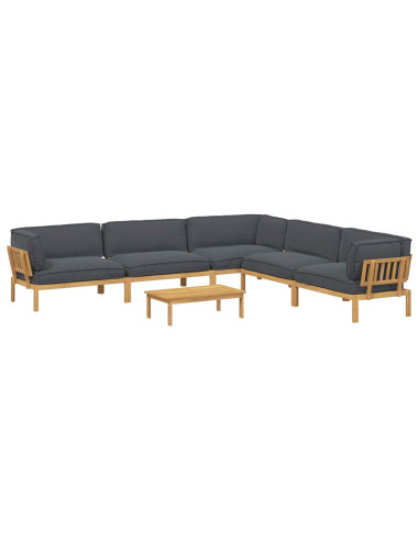 Set di divani 6 pcs Antracite Legno di Acacia Massello