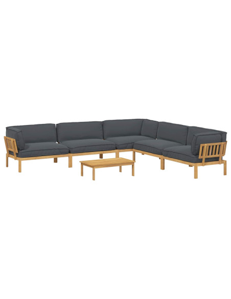 Set di divani 6 pcs Antracite Legno di Acacia Massello