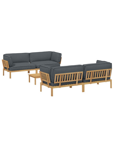 Set di divani 5 pcs Antracite Legno di Acacia Massello