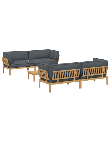 Set di divani 5 pcs Antracite Legno di Acacia Massello