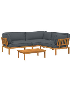 Set di divani 4 pcs Antracite Legno di Acacia Massello 2