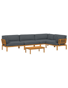Set di divani 5 pcs Antracite Legno di Acacia Massello 2