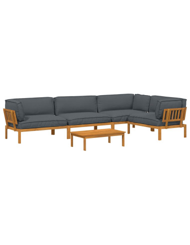 Set di divani 5 pcs Antracite Legno di Acacia Massello