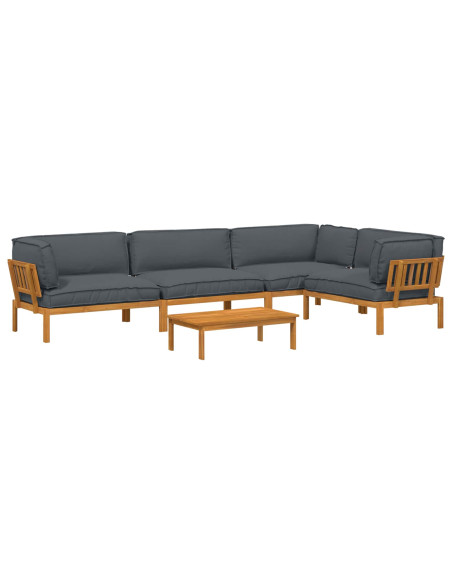 Set di divani 5 pcs Antracite Legno di Acacia Massello