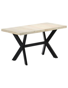 Tavolo da Pranzo 140x70x75 cm in Massello di Mango Sbiancato 2