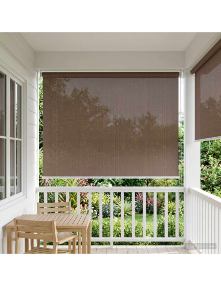 Tenda a Rullo Esterno Blocco UV 90% Tortora 80 x 230 cm HDPE