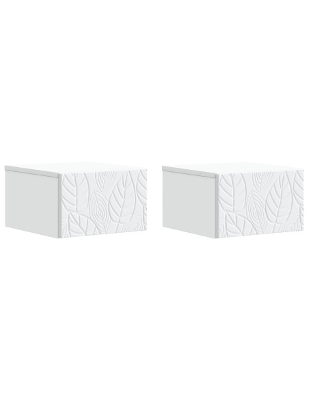 Mobiletto da notte a muro 2 pcs Bianco 49 x 34,5 x 20 cm