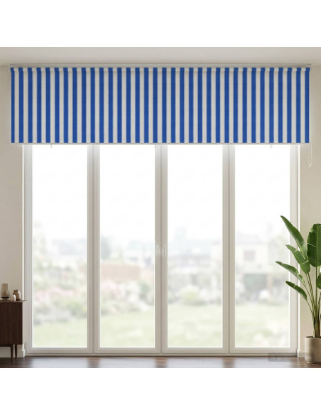 Tenda a Rullo Esterno Blocco UV 90% Strisce Blu e Bianche HDPE