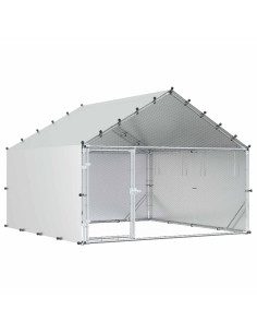 Pollaio con tetto Argento 200 x 200 x 150 cm Acciaio zincato 2