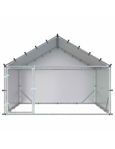 Pollaio con tetto Argento 200 x 200 x 150 cm Acciaio zincato