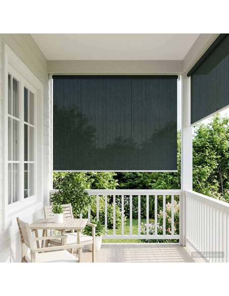 Tenda a Rullo Esterno Blocco UV 90% Verde Scuro 140 x 140 cm