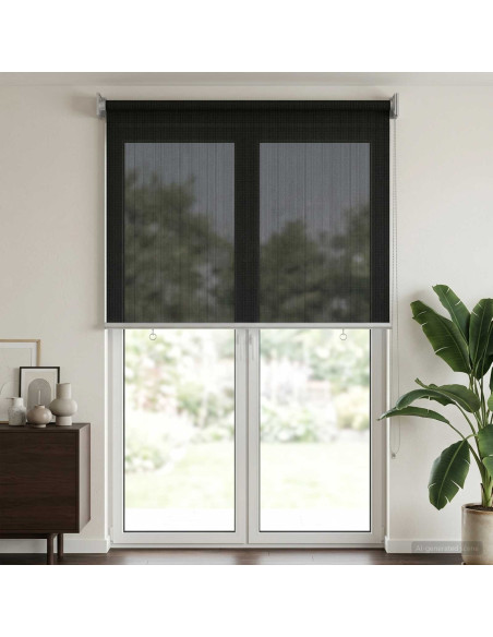 Tenda a Rullo Esterno Blocco UV 90% Nero 80 x 230 cm HDPE