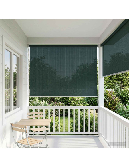 Tenda a Rullo Esterno Blocco UV 90% Verde Scuro 350 x 140 cm