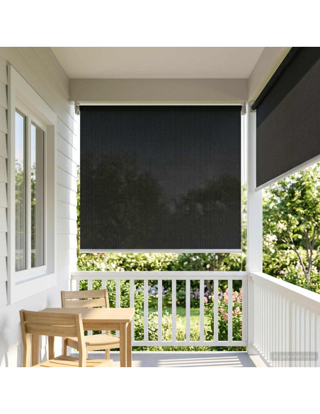 Tenda a Rullo Esterno Blocco UV 90% Nero 80 x 140 cm HDPE