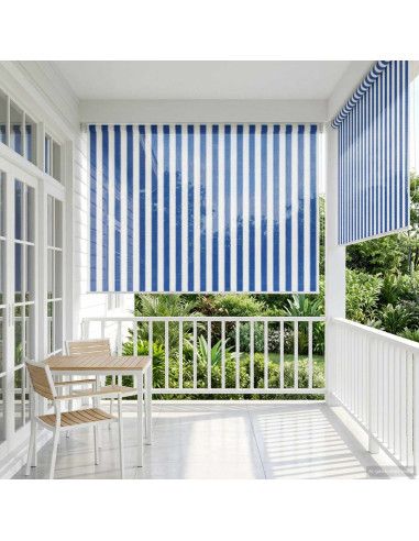 Tenda a Rullo Esterno Blocco UV 90% Strisce Blu e Bianche HDPE
