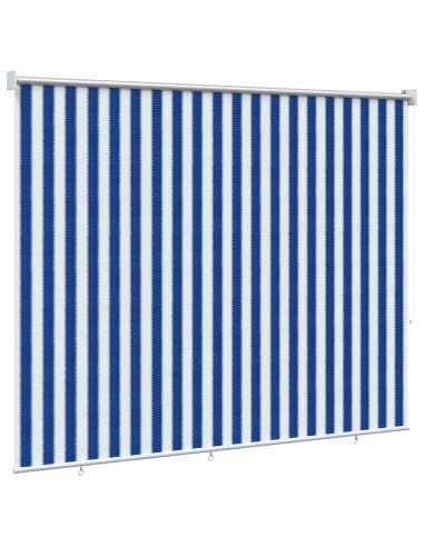Tenda a Rullo Esterno Blocco UV 90% Strisce Blu e Bianche HDPE