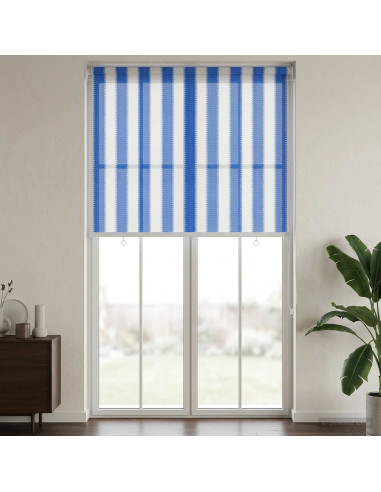 Tenda a Rullo Esterno Blocco UV 90% Strisce Blu e Bianche HDPE