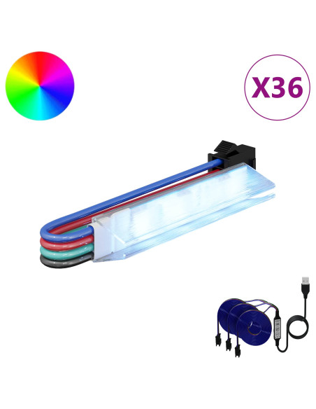 Striscia LED 12 pcs Nero e Multicolore 1745 mm Rame e plastica