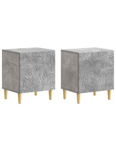 Comodino 2 pcs Grigio Cemento 43 x 34,5 x 50 cm