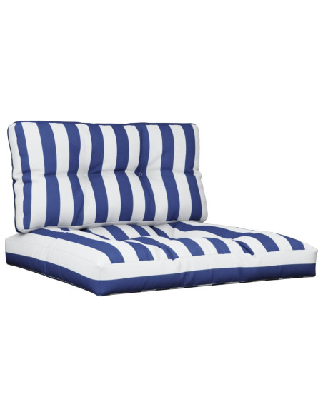 Cuscini per Pallet 2 pz Strisce Blu e Bianche in Tessuto
