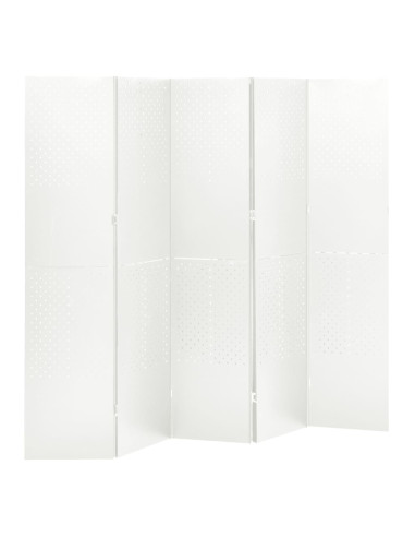 Paravento a 5 Pannelli Bianco 200x180 cm in Acciaio