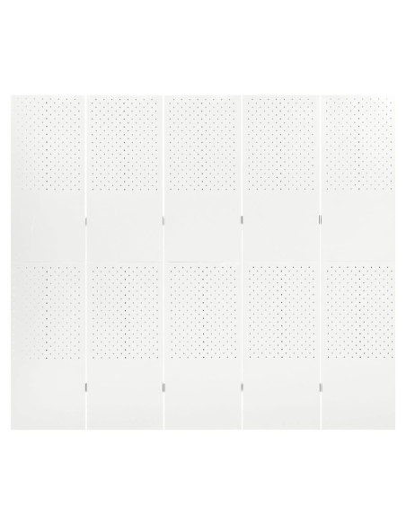 Paravento a 5 Pannelli Bianco 200x180 cm in Acciaio