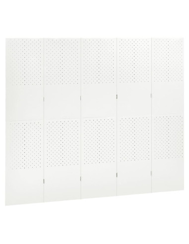 Paravento a 5 Pannelli Bianco 200x180 cm in Acciaio