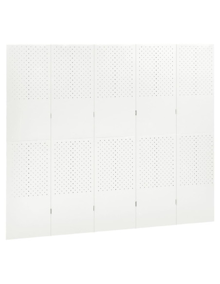 Paravento a 5 Pannelli Bianco 200x180 cm in Acciaio