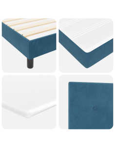 Letto a molle con testiera Blu Scuro 190 x 90 cm Velluto