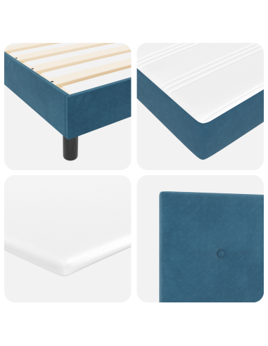 Letto a molle con testiera Blu Scuro 190 x 90 cm Velluto