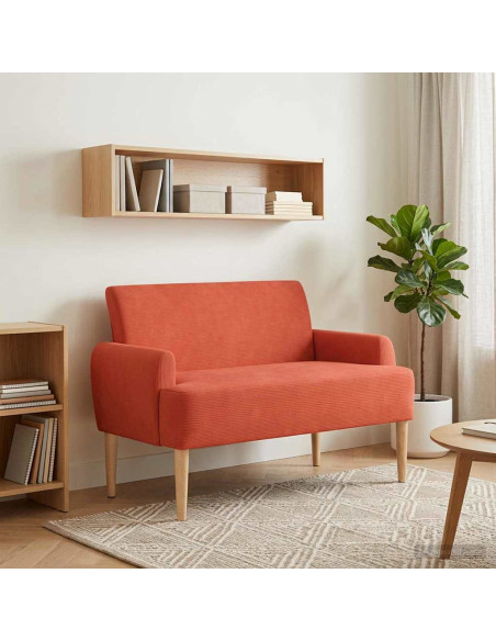 Loveseat con bottoni imbottiti Rosso Arancio 116 x 67 x 81 cm