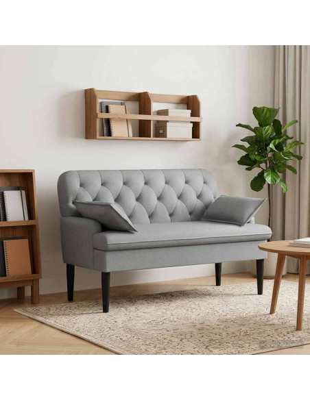 Loveseat con bottoni imbottiti Grigio Chiaro 111 x 68 x 80 cm