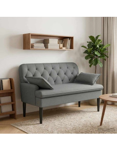 Loveseat con bottoni imbottiti Grigio Scuro 111 x 68 x 80 cm
