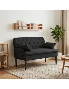 Loveseat con bottoni imbottiti Nero 111 x 68 x 80 cm Tessuto