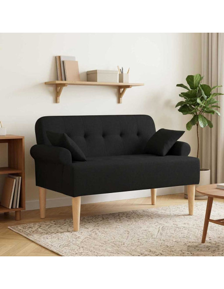 Loveseat con bottoni imbottiti Nero 120 x 65 x 79 cm Tessuto