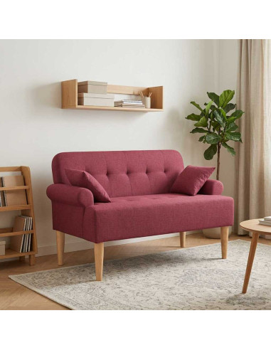 Loveseat con bottoni imbottiti Rosso Vino 120 x 65 x 79 cm