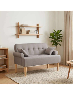 Loveseat con bottoni imbottiti Tortora 120 x 65 x 79 cm Tessuto