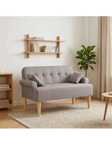 Loveseat con bottoni imbottiti Tortora 120 x 65 x 79 cm Tessuto