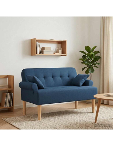 Loveseat con bottoni imbottiti Blu 120 x 65 x 79 cm Tessuto